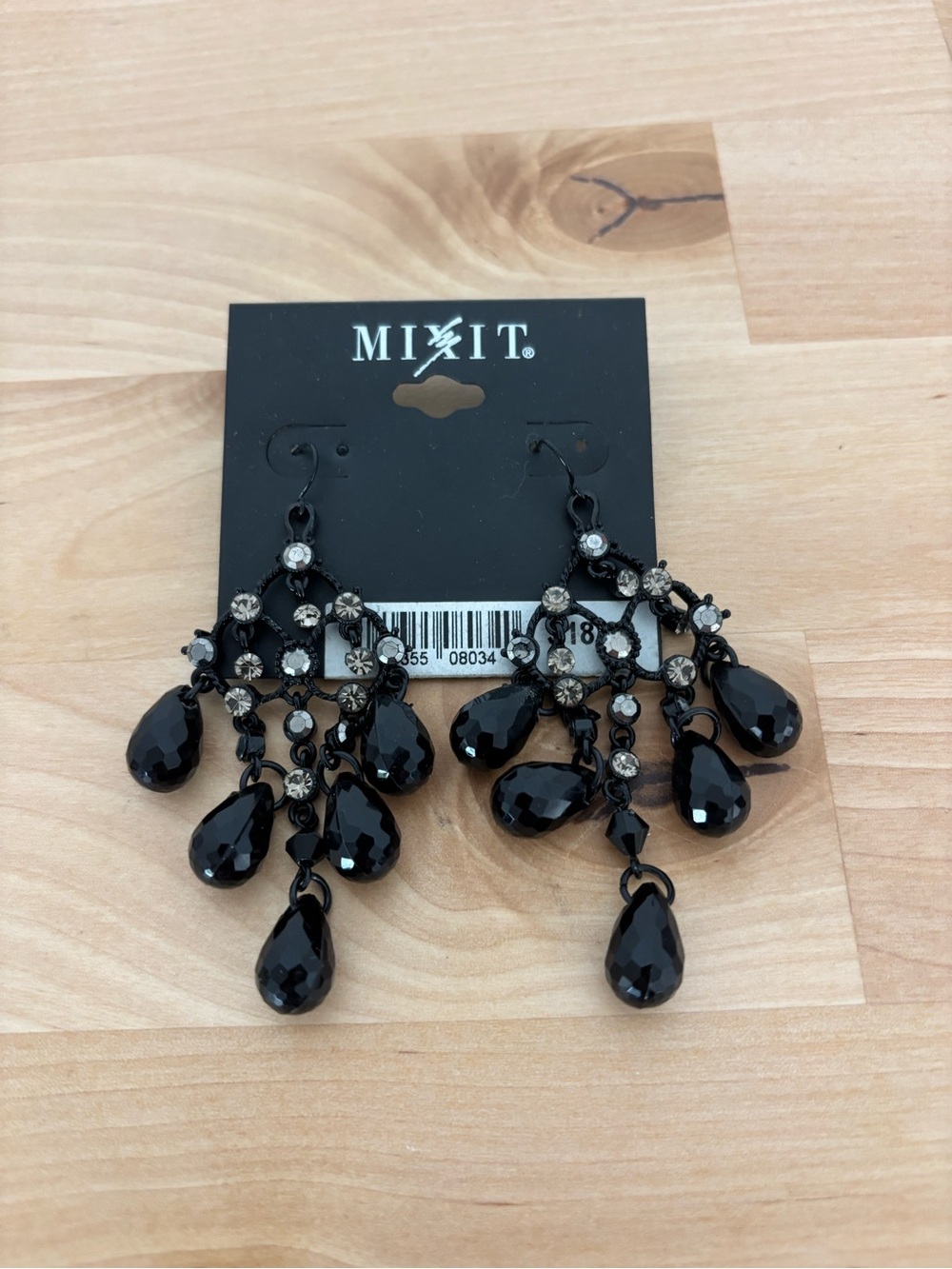 Mixit Black Faceted Teardrop Chandelier Earrings